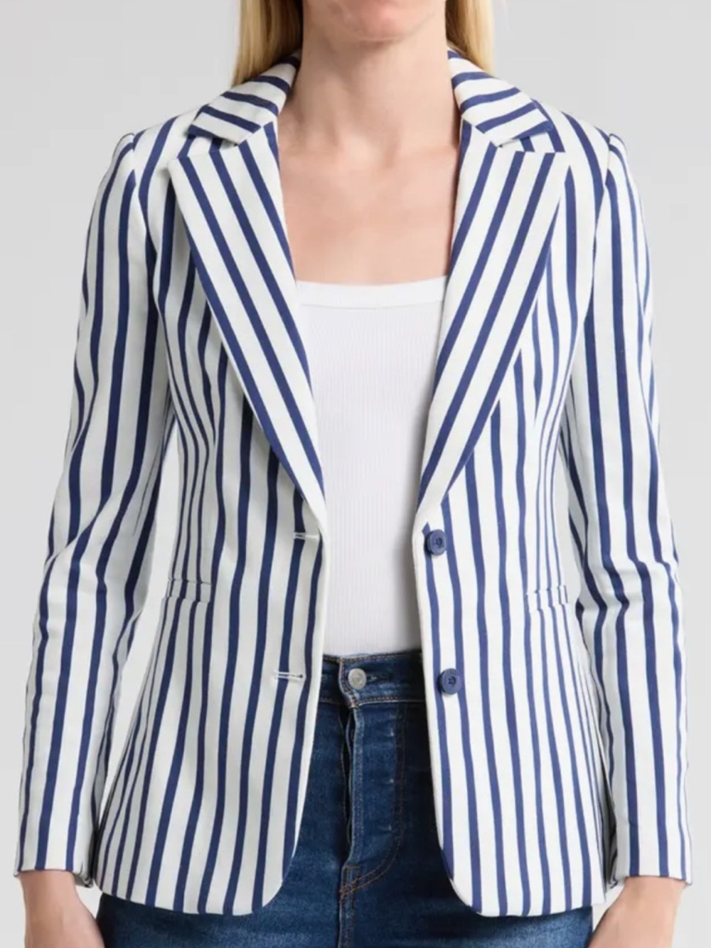 New Alice + Olivia Breann Stripe Notch Lapel Blazer